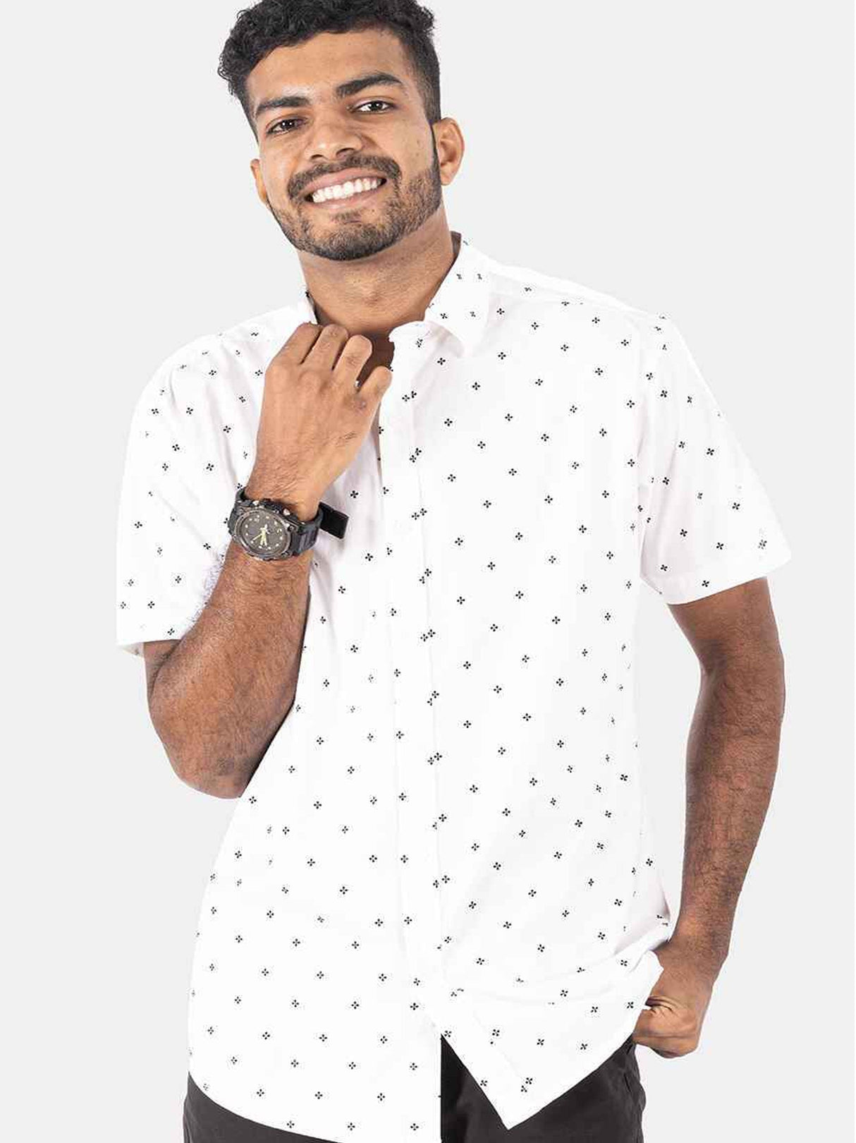 Image for Men's Printed Chemise,White