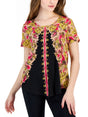 Image for Women's Floral Printed Oaklyn Ornate Short-Sleeve Top,Multi