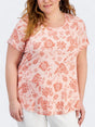 Image for Women's Plus Size Floral Print Top,Light Rose