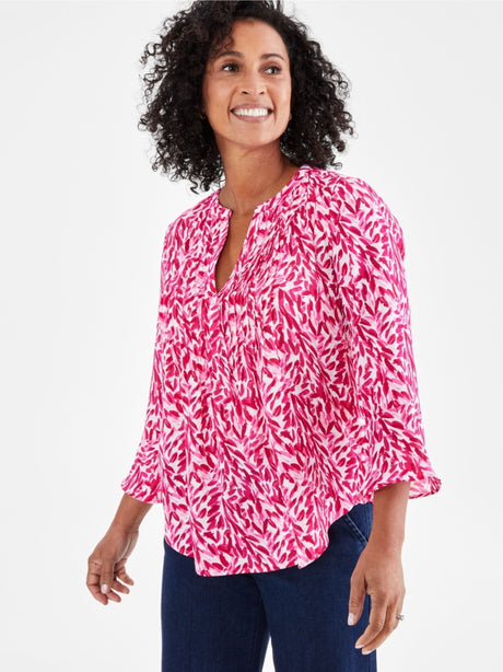 Image for Women's Floral Printed Ruffle Sleeve Top,Pink