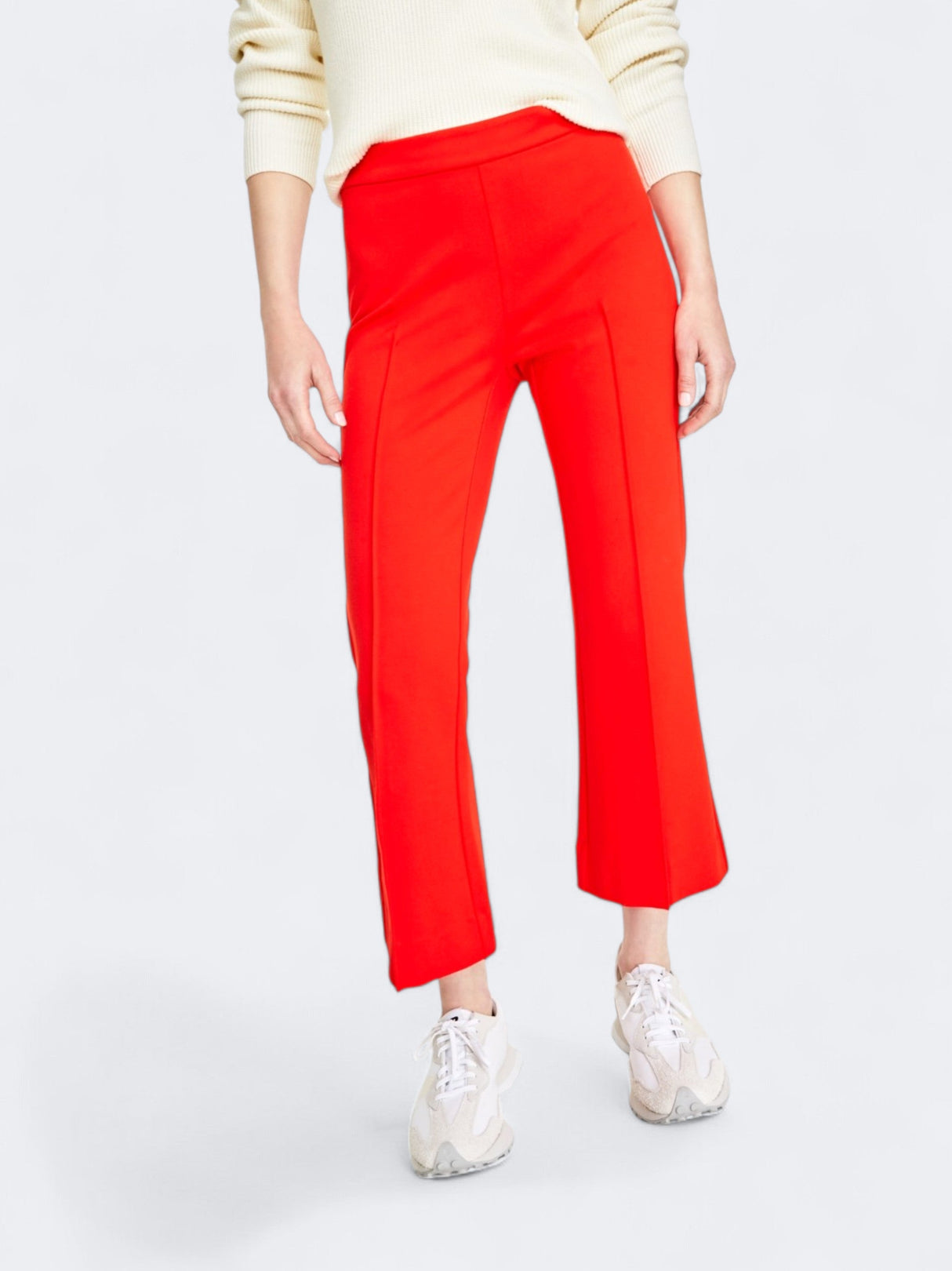 Image for Women's Plain Ponte Kick Flare Ankle Pants,Fiery Red