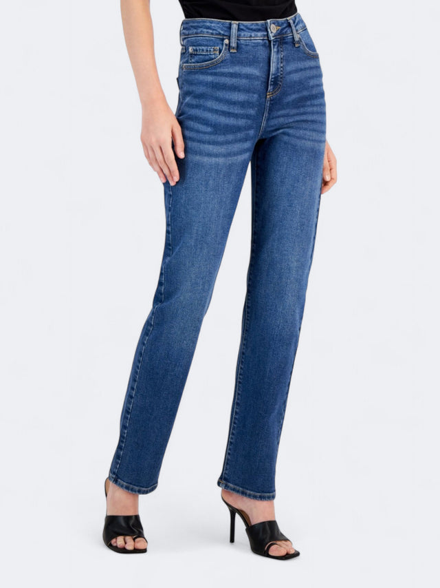 Image for Women's Textured High-Rise Jeans,Blue