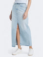 Image for Women's Washed Denim Maxi Skirt,Light Blue