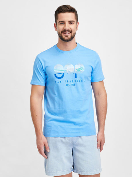 Image for Men's Graphic Printed T-Shirt,Blue