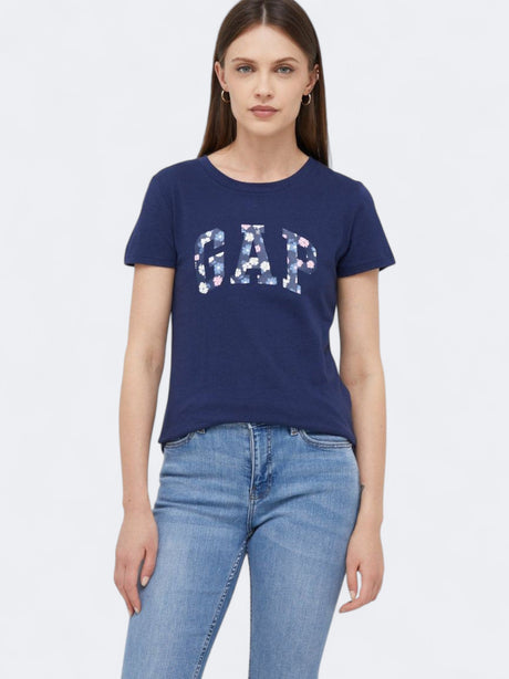 Image for Women's Brand Logo Printed T-Shirt,Navy