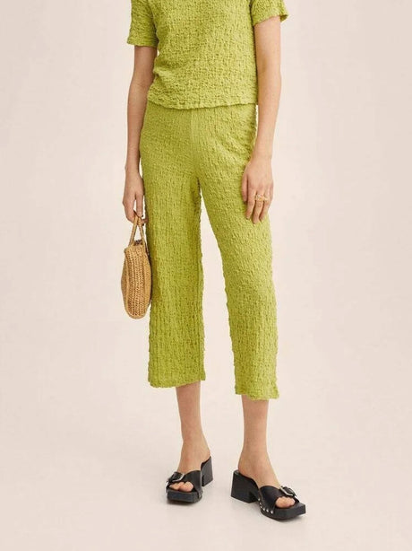 Image for Women's Textured Wrinkled Pants,Light Green