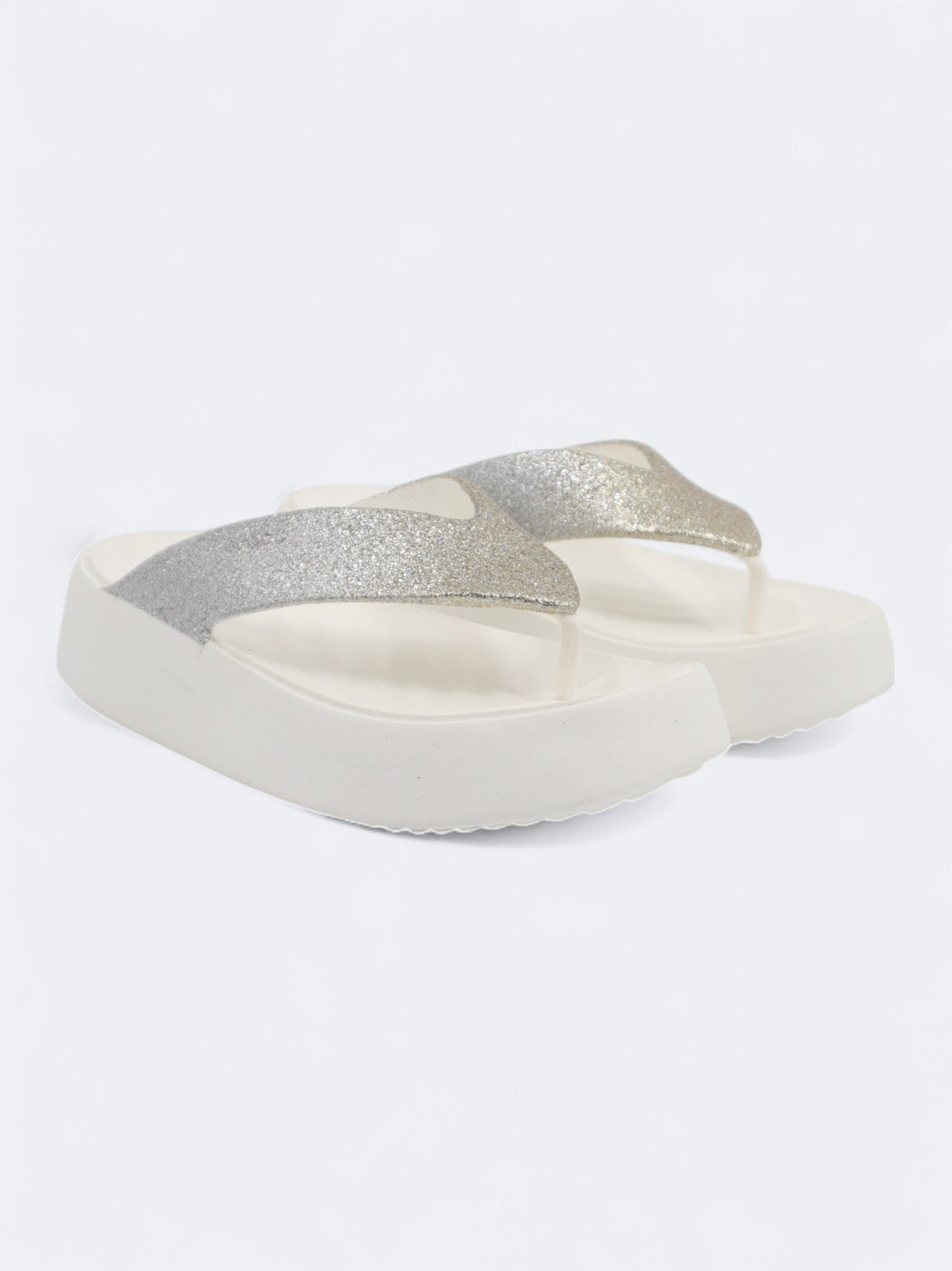 Image for Women's Glitter Slide Slippers,Silver