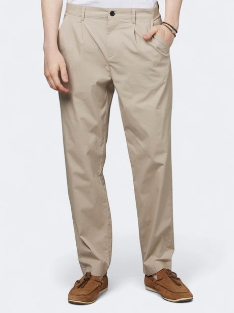 Image for Men's Plain Classic Loose Fit Chinos Trousers,Beige