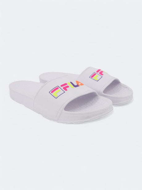 Image for Women's Brand Logo Printed Slippers,White