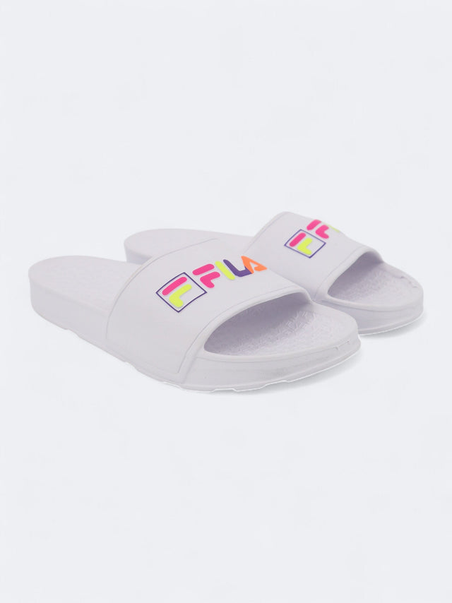 Image for Women's Brand Logo Printed Slippers,White