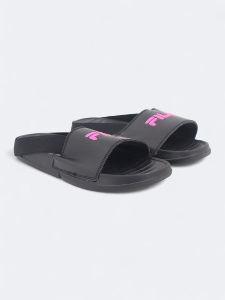 Image for Women's Brand Logo Printed Slippers,Black