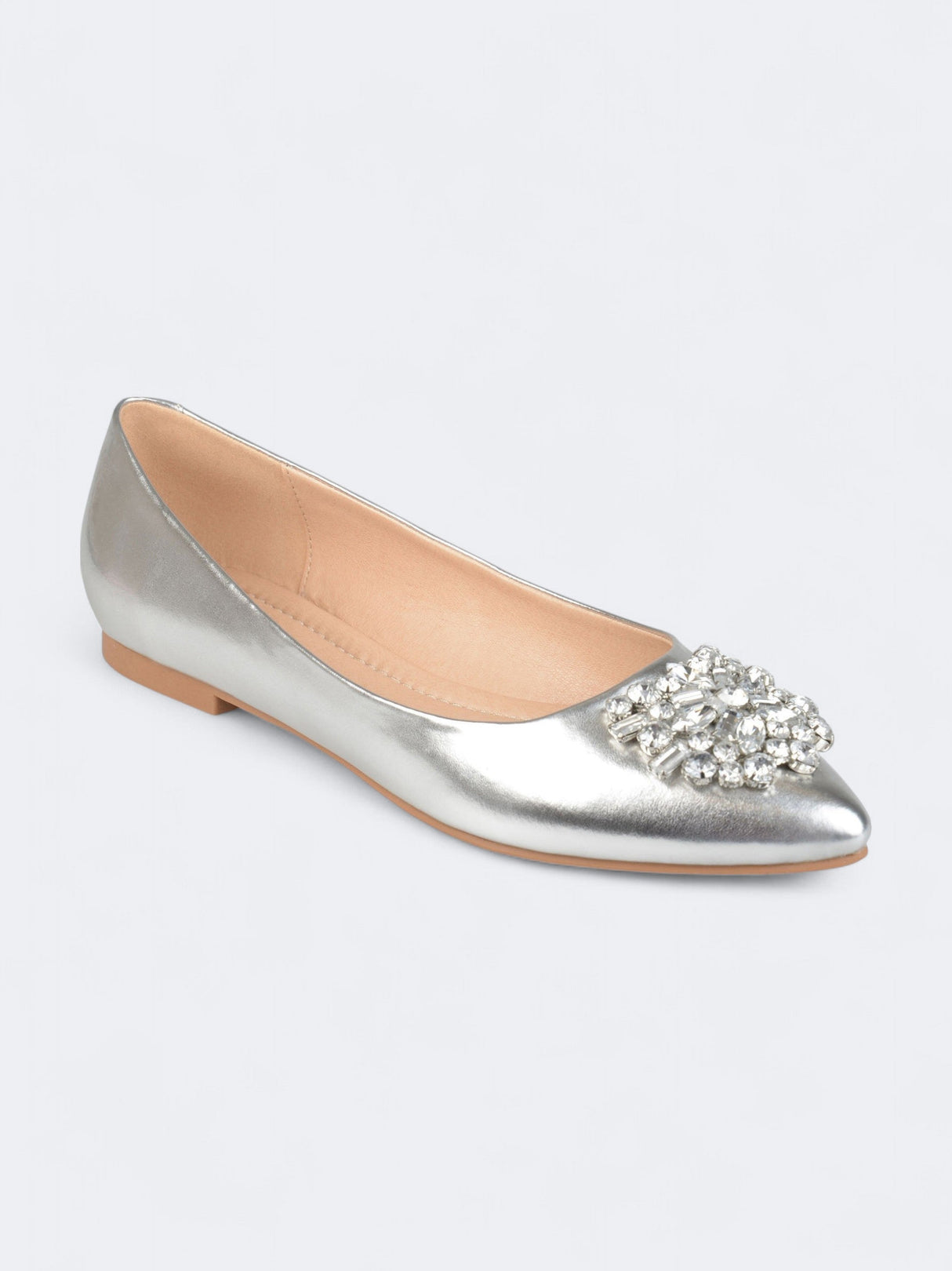 Image for Women's Textured Renzo Jeweled Flats Bellerinas,Silver