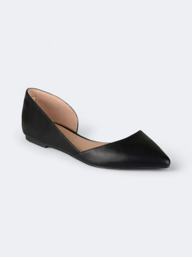 Image for Women's Plain Leather Wide Width Cortni Flat Bellerinas,Black