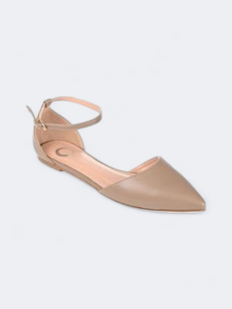 Image for Women's Plain Reba Ankle Strap Flat Shoes,Taupe