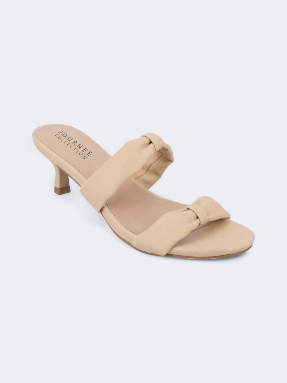 Image for Women's Plain Dyllan Double Strap Kitten Heel Dress Sandals,Beige