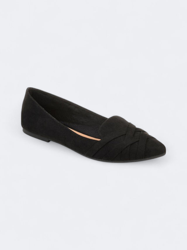 Image for Women's Textured Nubuck Flat Bellerinas,Black