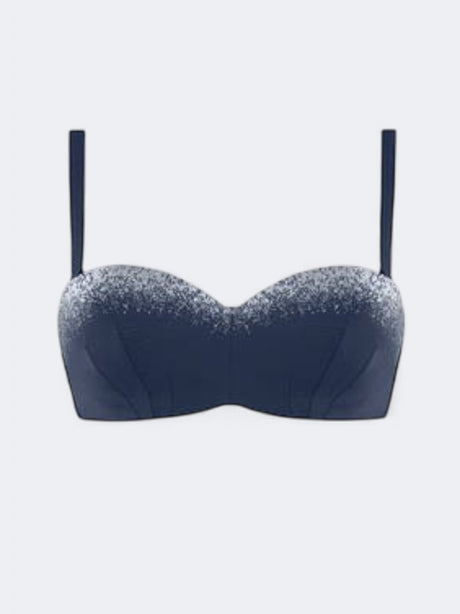 Image for Women's Printed Bikini Top,Navy/Silver