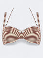 Image for Women's Striped Bikini Top,Burgundy/Beige