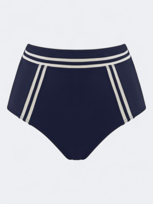 Image for Women's Striped Bikini Bottom,Navy/Beige