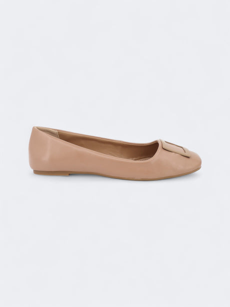 Image for Women's Plain Zimia Buckle Flat Bellerinas,Nude