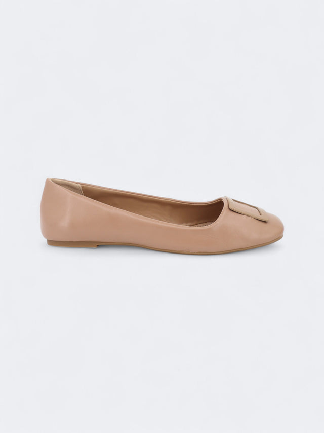 Image for Women's Plain Zimia Buckle Flat Bellerinas,Nude