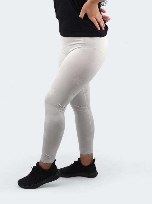 Image for Women's Stars Printed Leggings,Light Grey