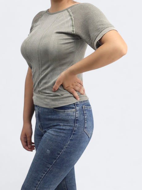 Image for Women's Textured Top,Olive Green