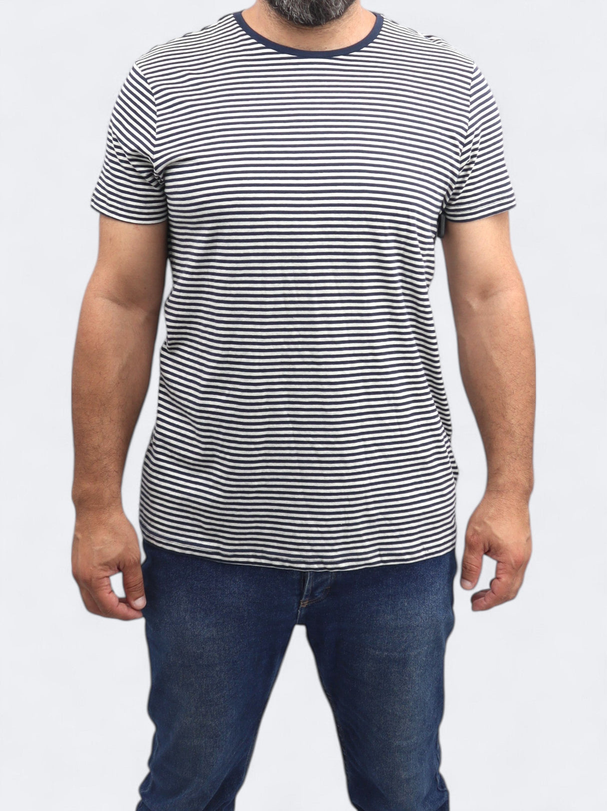 Image for Men's Striped T-Shirt,Navy/White