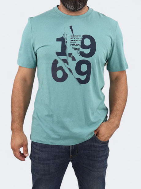 Image for Men's Printed T-Shirt,Turquoise