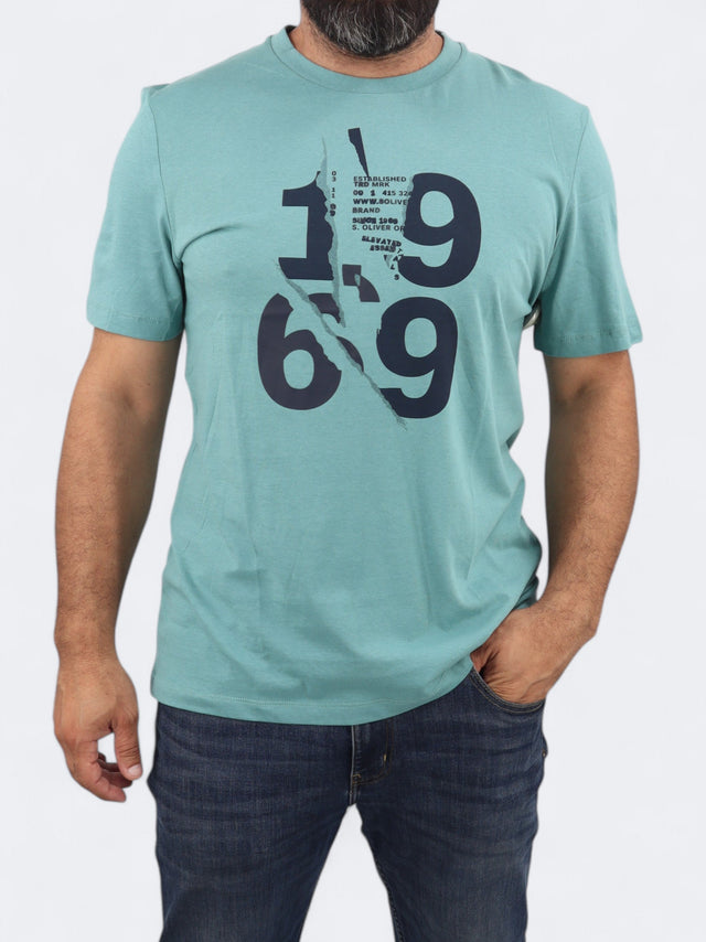 Image for Men's Printed T-Shirt,Turquoise