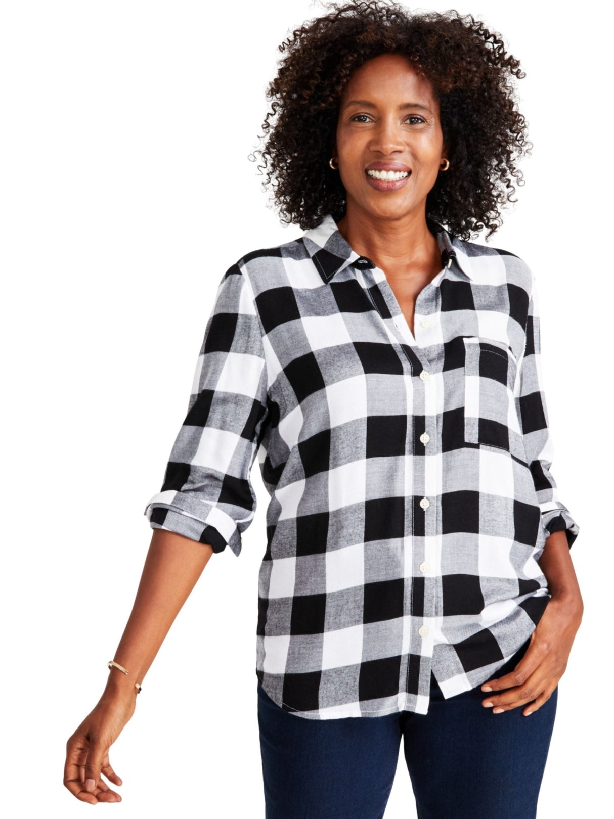 Women's Plaid Chemise,Multi