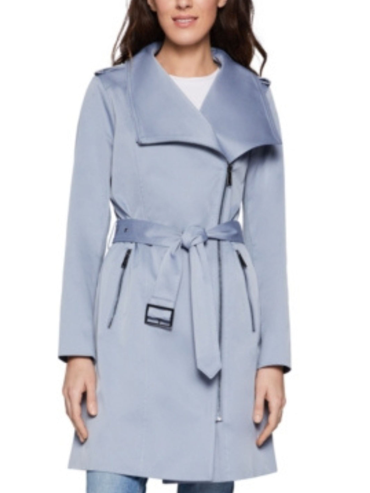 Image for Women's Textured Belt Jacket,Blue 