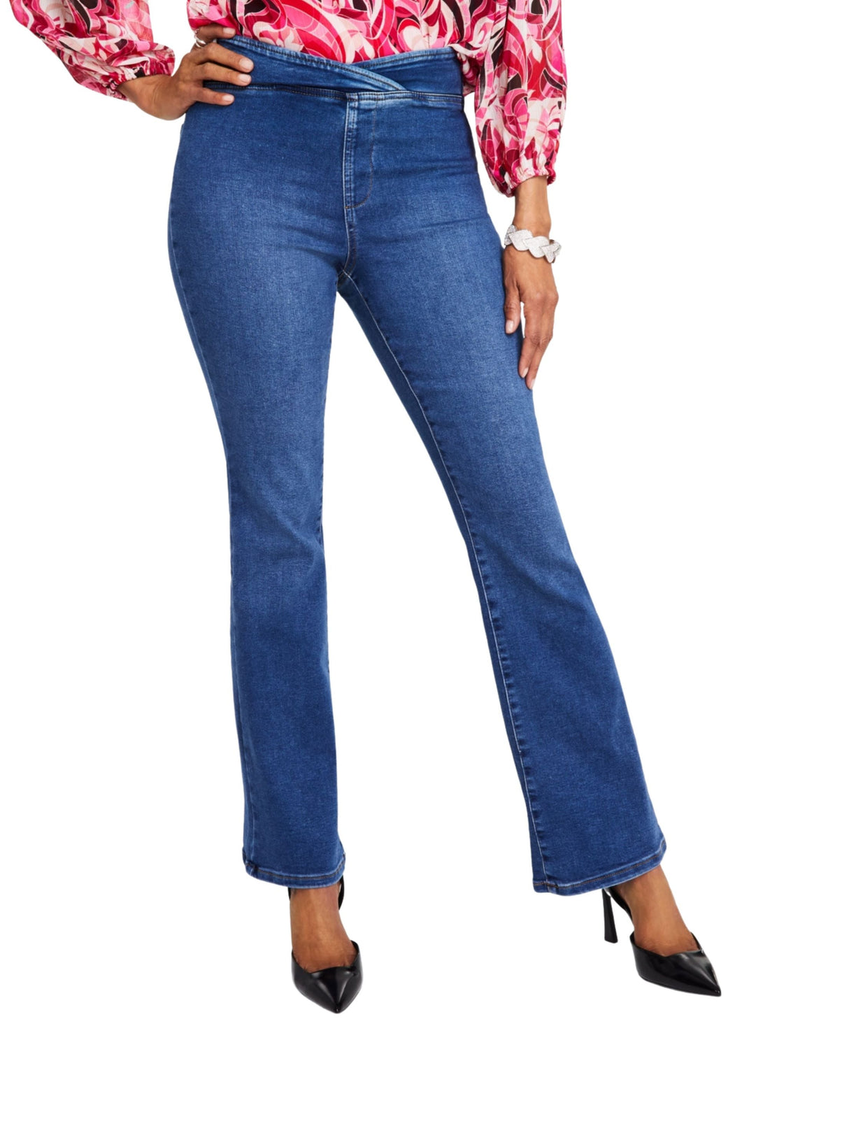 Women's Washed  Pull On Jeans,Blue