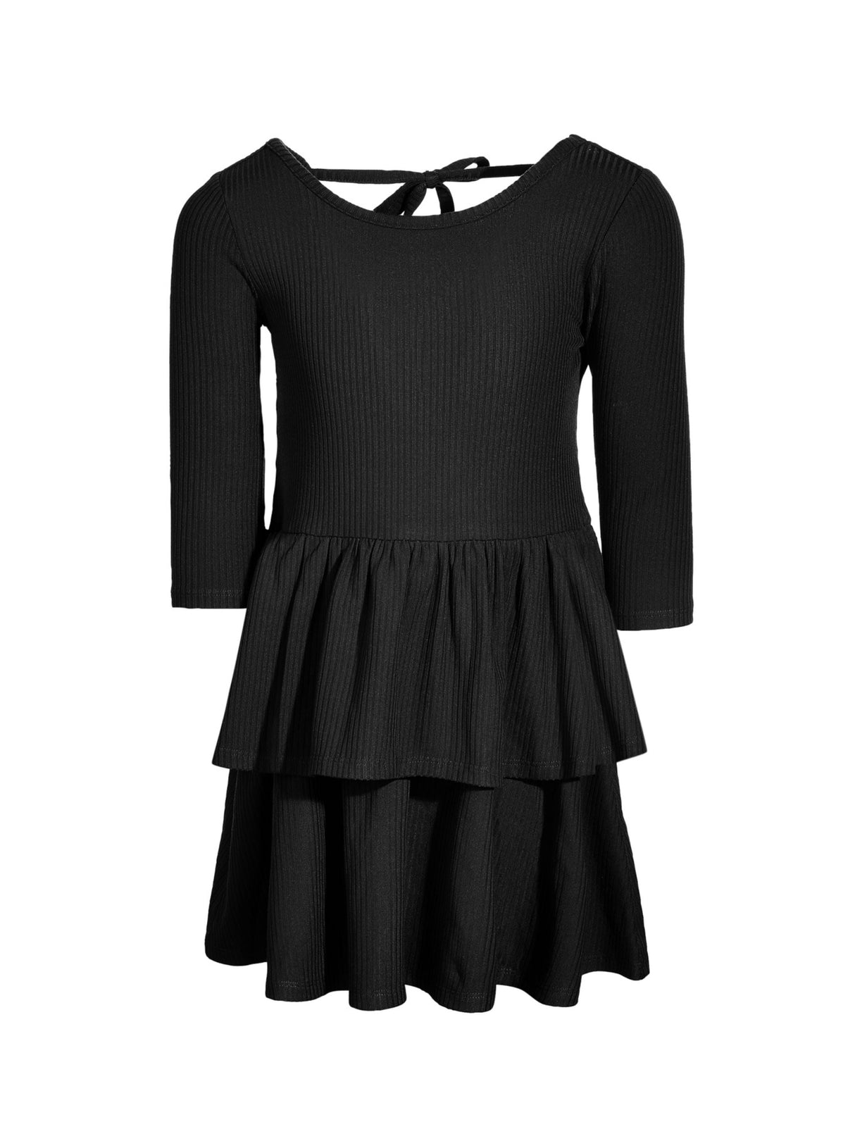 Kids Girl's Ruffled Dress,Black