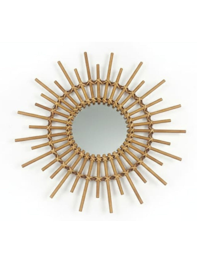 Image for Wooden Rattan Mirror