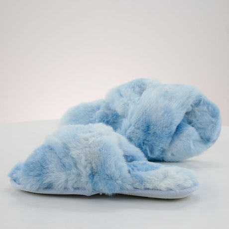 Image for Women's Faux Fur Washed Slippers,Blue