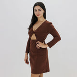 Image for Women's Open on the abdomen Dress,Brown