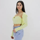 Image for Women's Lace Floral 2 Pieces Top,Yellow