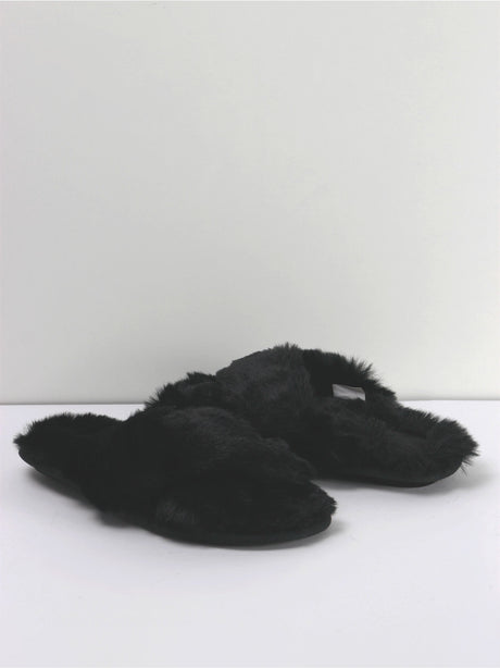 Image for Kid's Girl Brooklyn Crossband Fur Slippers,Black