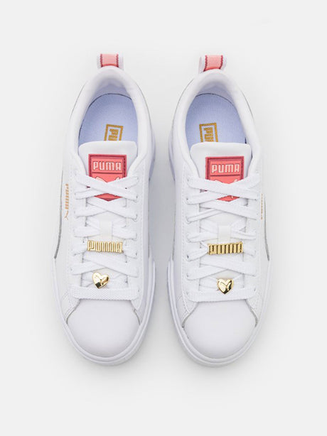 Women's Logo Brand Leather Shoes,White