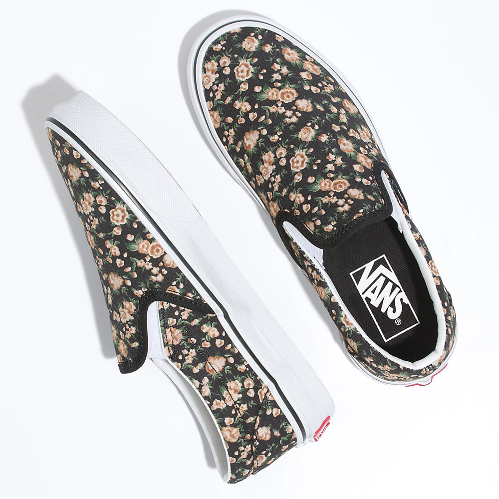 Women's SlipOn Floral Shoes,Black/White