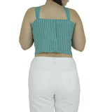 Women's Striped Crop Top,Green