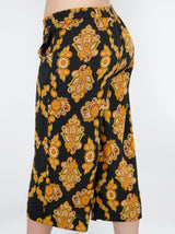 Women's Graphic Printed Wide Leg Capri Pant,Black