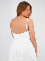 Women's Lace Floral Dress,White