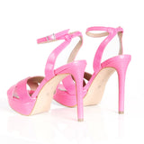 Women's Open Toe Strappy Heeled Sandal,Pink