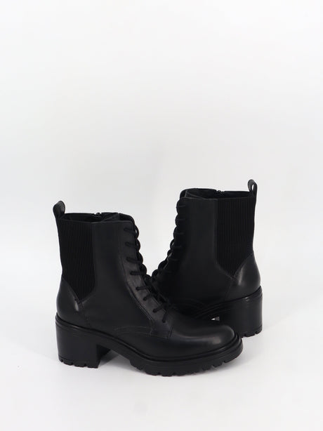 Women's Plain Leather Ankle Boots,Black