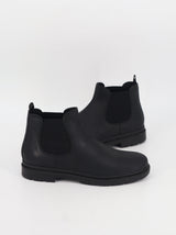 Men's Plain Leather Ankle Boots,Black