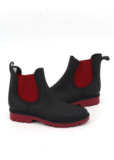 Women's Colorblocked Ankle Boots,Black/Burgundy