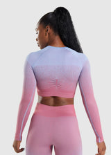 Image for Women's Colorblocked Cropped Sport Top,Pink/Blue