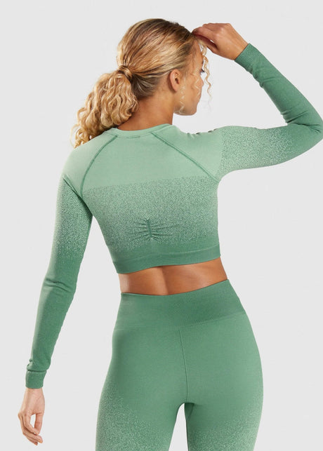 Image for Women's Brand Logo Printed Cropped Sport Top,Green